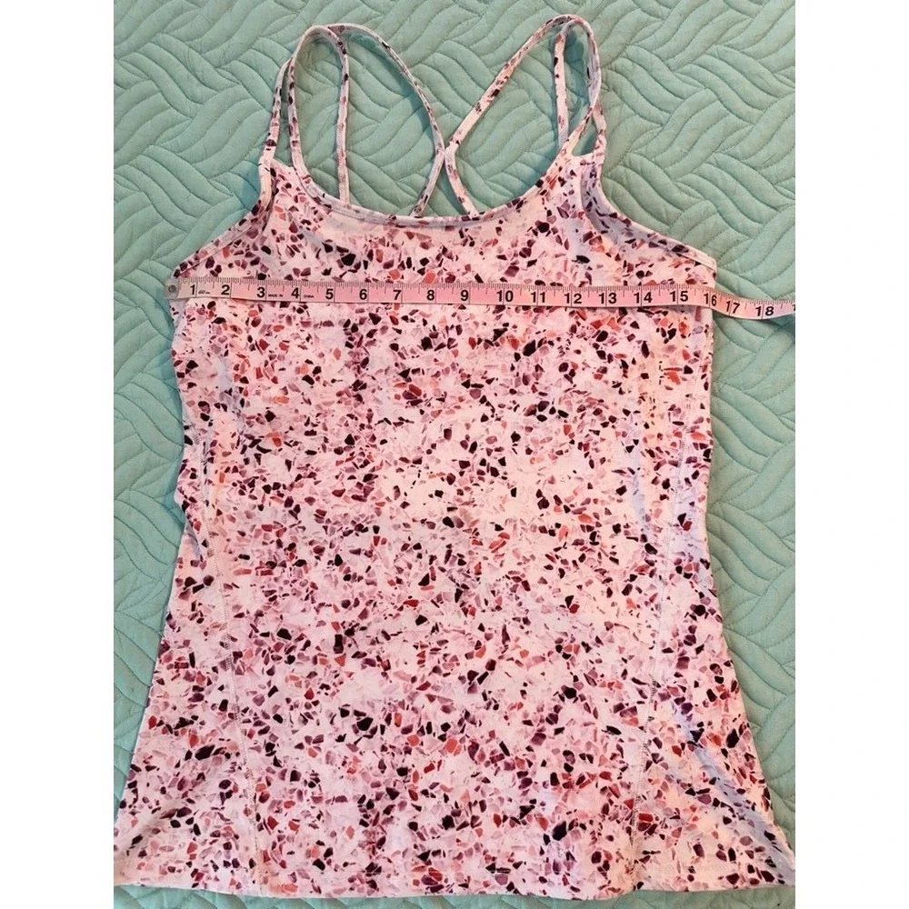 Gaiam Womens Pink Terrazzo Print Activewear Set Strappy‎ Tank & Leggings